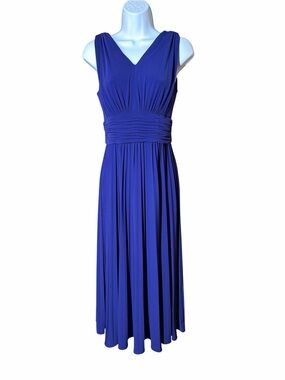 Suzi Chin for Maggy Boutique Royal Blue Pleated Midi Dress